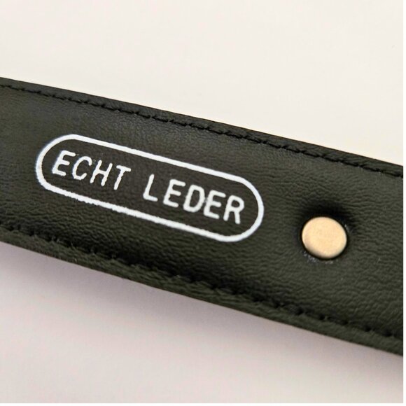 Vintage German Elephant Belt Black Patent Leather Gold Hardware Sz 90 Good Luck - Picture 7 of 12